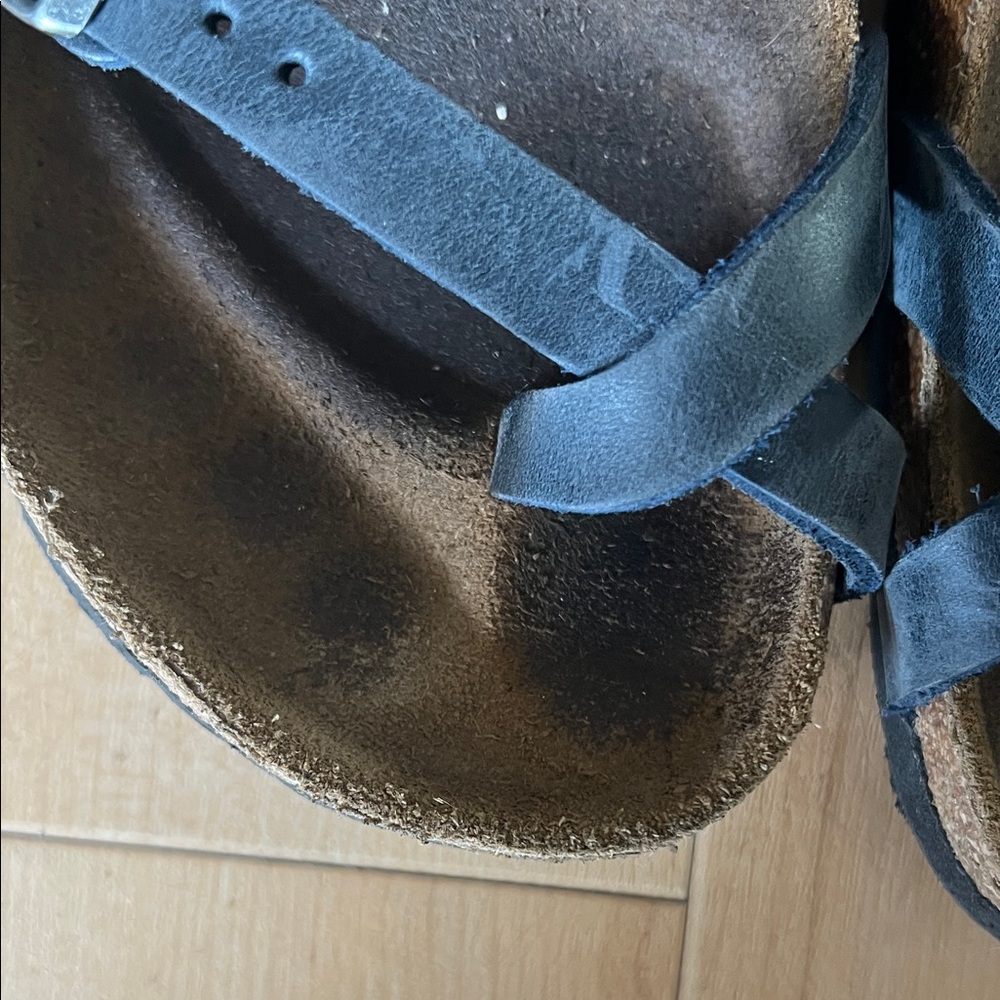 Birkenstock Navy Leather Double Strap Sandals - Picture 12 of 13